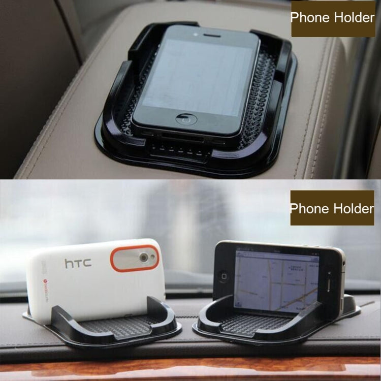 Black punctate phone slip mat set holding smartphones on textured bases