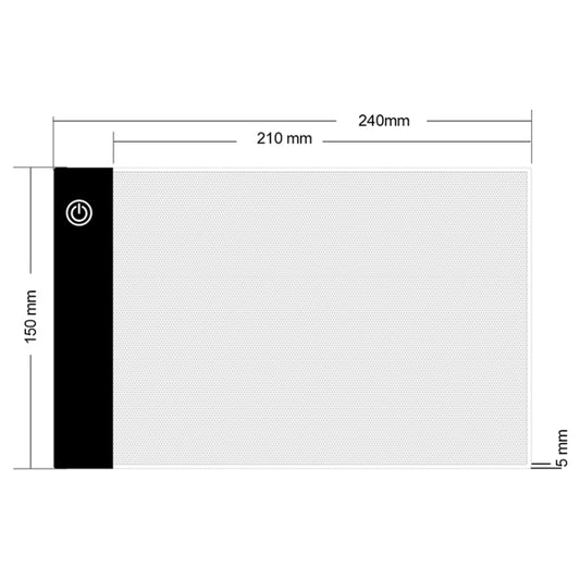 Acrylic LED light pad for tracing with black control strip and slim rectangular profile