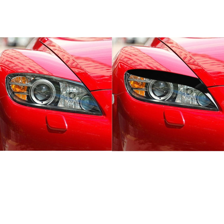 Black glossy headlight light eyebrow trim, fitted on left and right headlamps