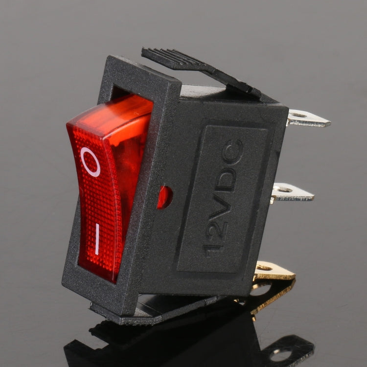 Universal power switch rocker with red translucent lens and black housing