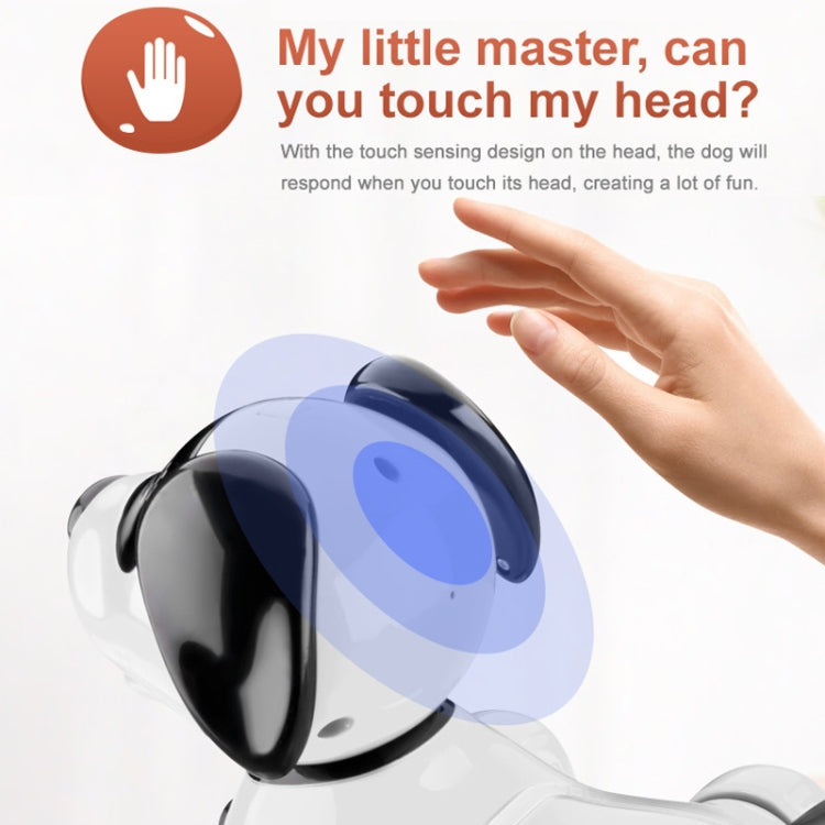 Yellow robot dog toy head with touch sensor glow