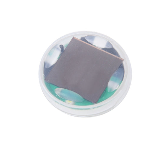 LED tire valve cap light with clear housing showing dark square LED panel