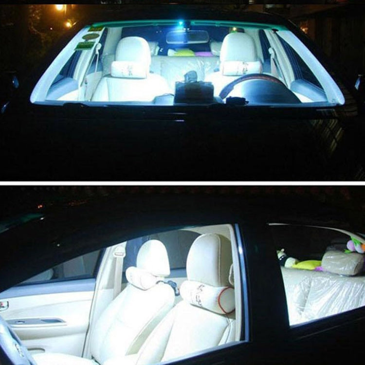 Vehicle at night with bright interior lighting effect from illuminated lights