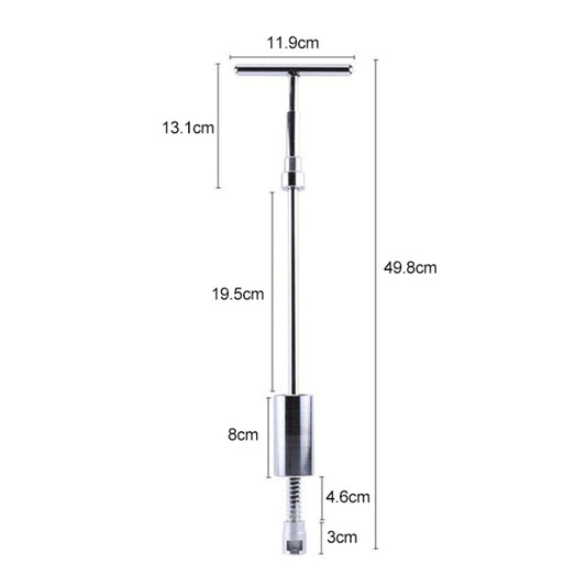 Silver puller tool with T-handle design shown with measurement diagram