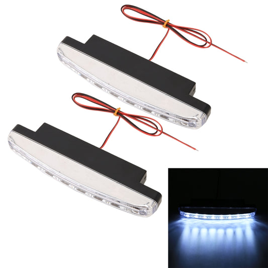 Pair of slim black LED DRL light bars with clear lens and red wire leads