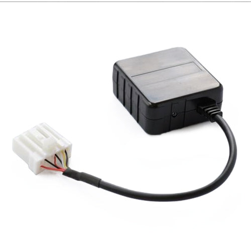 Bluetooth AUX audio adapter box with wired harness and plug connector
