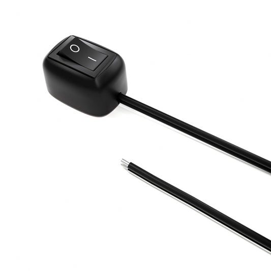 Black drop-button on/off switch with long wire leads