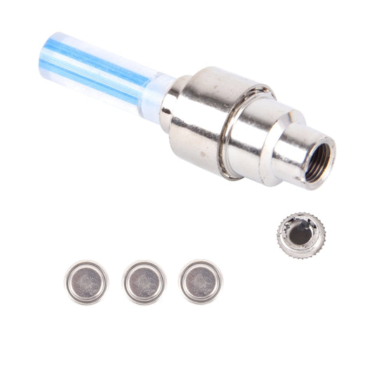 2-pack wheel tire LED valve lights with blue tubes, threaded valve ends, small parts