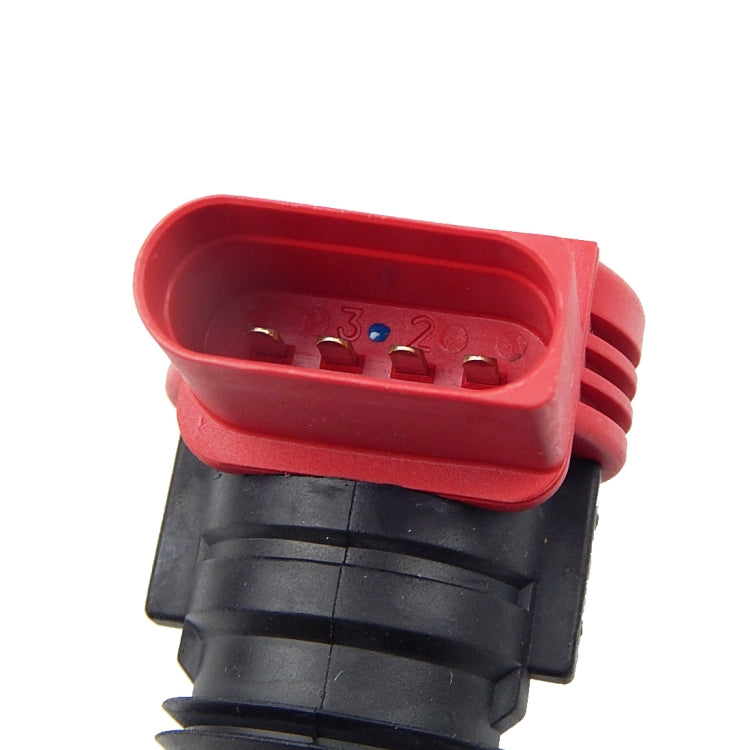 Ignition coil electrical connector with red housing and exposed metal pins