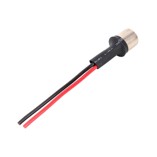 Single BA15S bulb holder male socket with red/black wires and silver metal base