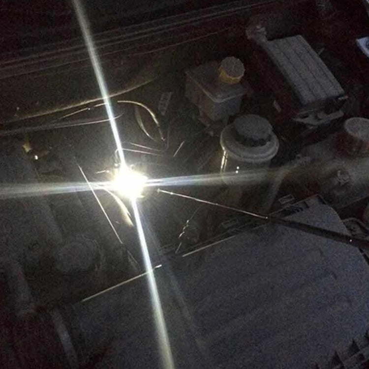 Telescoping inspection mirror with 55mm round mirror head and 5mm LED light