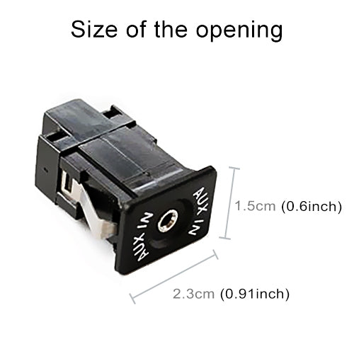 AUX interface plug size: compact module with 2.3cm opening and 1.5cm height