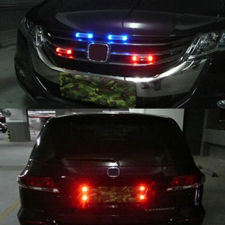 LED warning light bars on front and rear, blue and red flashing lights