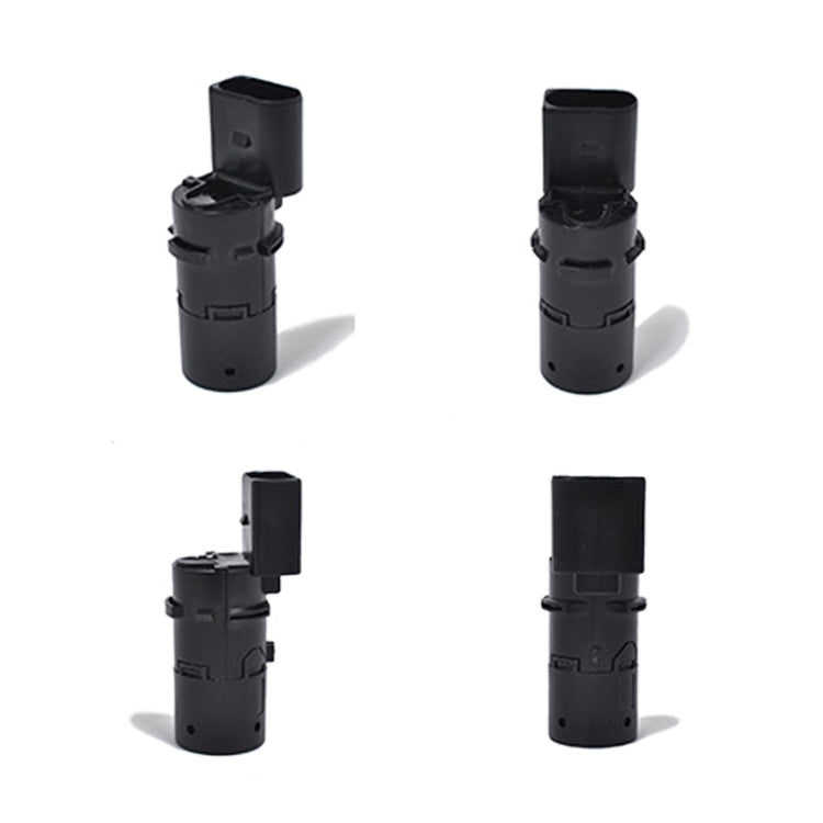 Parking radar reversing sensor, black mounting parts shown from four angles