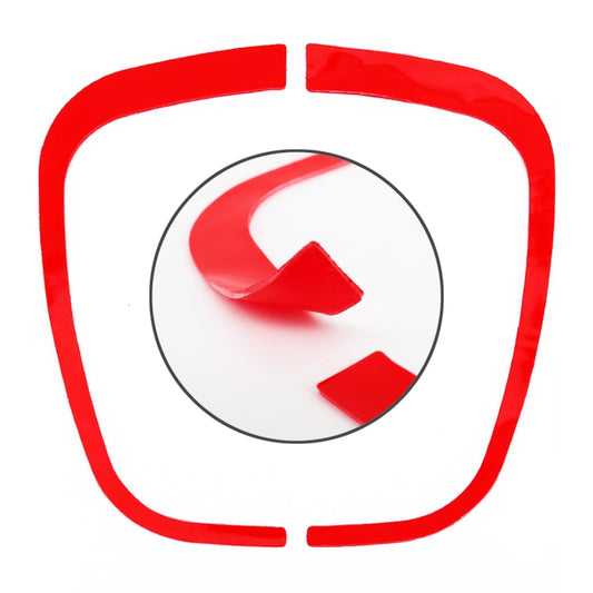 Red steering wheel decorative ring cover trim insert, square frame with badge cutout