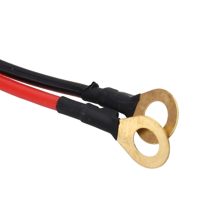 Wire ring terminals with black insulation and red/black leads for 12V car lighter plug