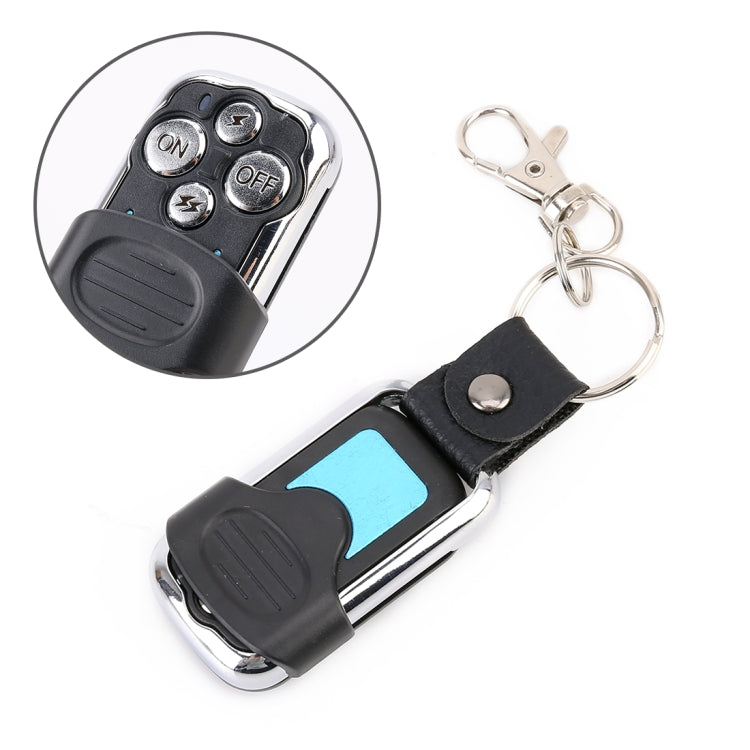 Flash remote key fob with ON/OFF switches and blue indicator window, keyring
