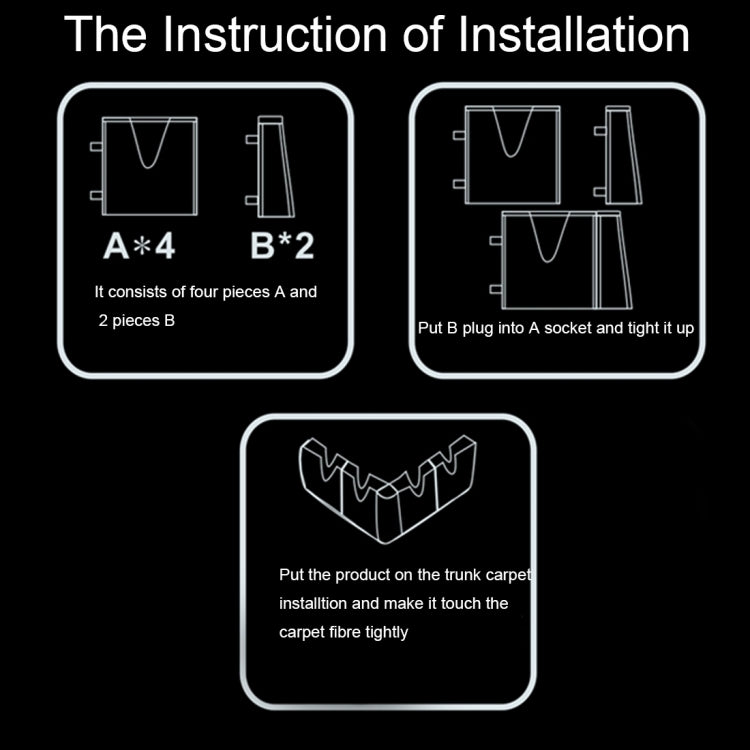 Vehicle protection stabilization holder kit installation instruction diagram with four parts