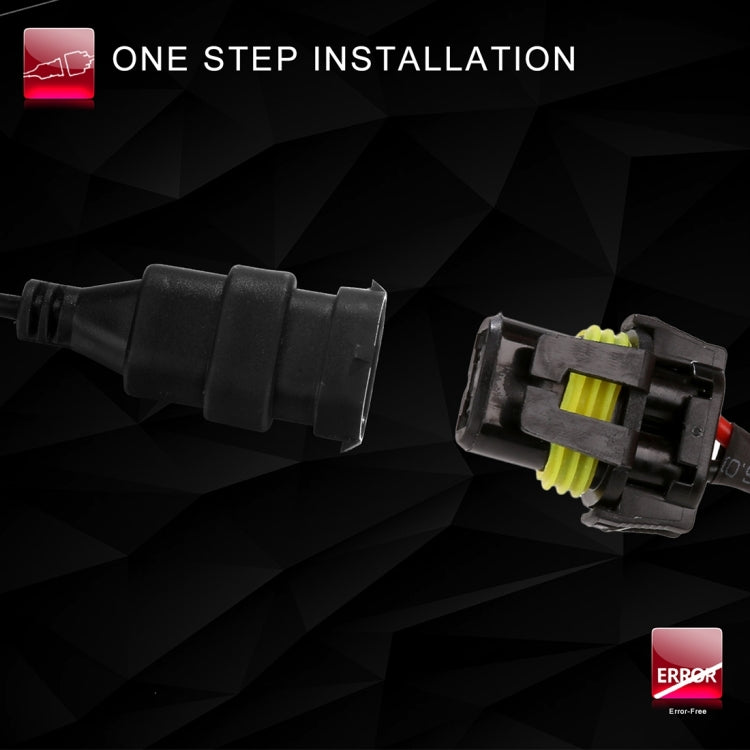One-step HID ballast installation connectors with yellow ring detail