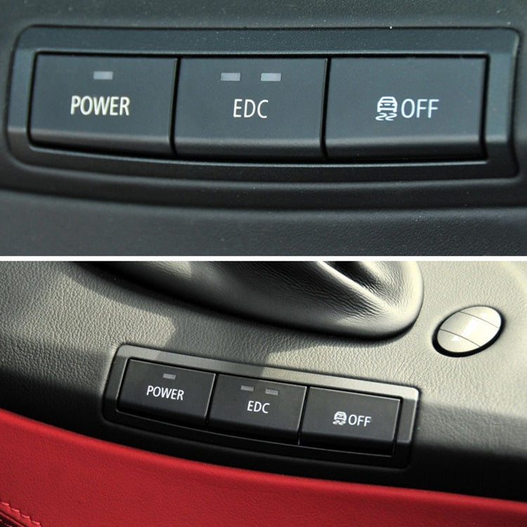 Close-up of center console switch buttons: POWER, EDC, and OFF in black