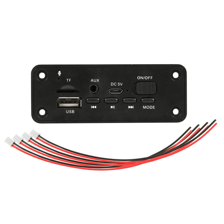 Black audio decoder board with AUX/USB/TF ports and included wiring leads
