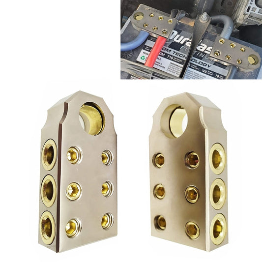Gold-plated audio battery terminal connector pair with screw terminals
