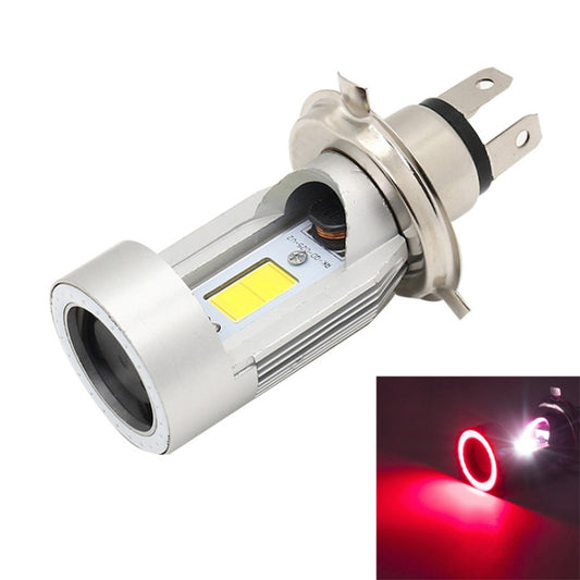 H4 LED motorcycle headlight bulb with red angel eyes ring