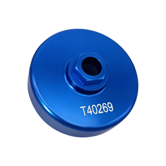 Blue timing tool cap with central hex drive, marked T40269