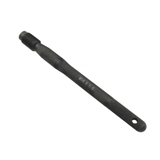 Car wheel alignment guide pin tool with textured handle and M14x1.5 threads