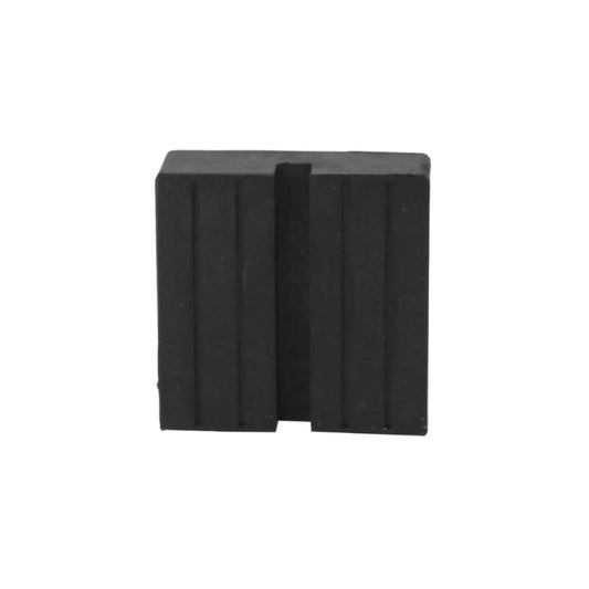 Black rubber jack support block with ridged faces and central gap