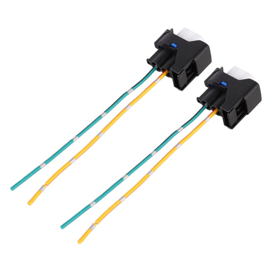 H11 bulb socket holder connectors with wiring harness, two units, multi-color wire leads