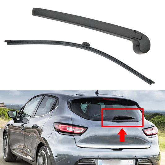 Rear windshield wiper arm and blade assembly with dark rubber strip