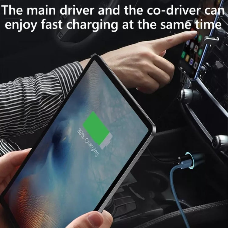 Car fast charger with dual ports connected to in-car devices