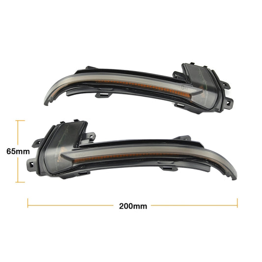 Dynamic LED mirror turn signal lights, clear lens with amber LED line, 200mm length
