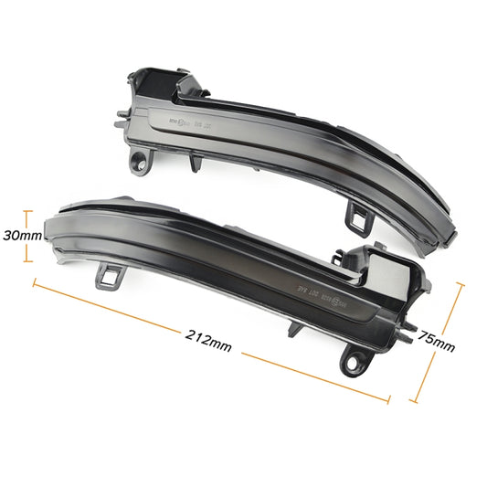 Two black side mirror dynamic LED turn signal lights with blue glowing strip.