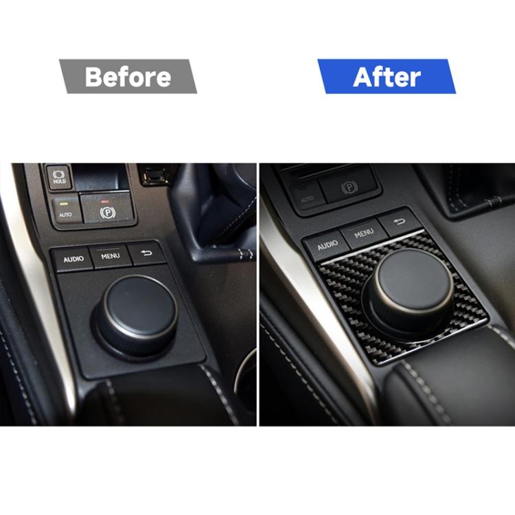 Installed carbon fiber knob bezel sticker on car center console around control knob