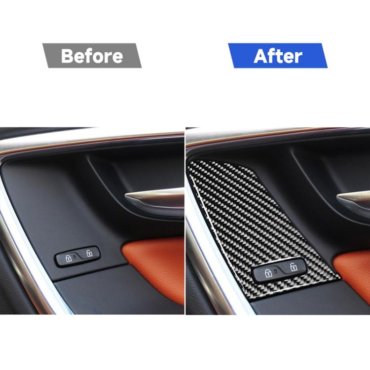 Car door window switch area before and after carbon fiber cover sticker