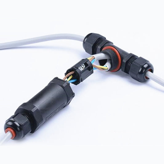 3-pin waterproof cable connector with prewired leads and orange seal ring