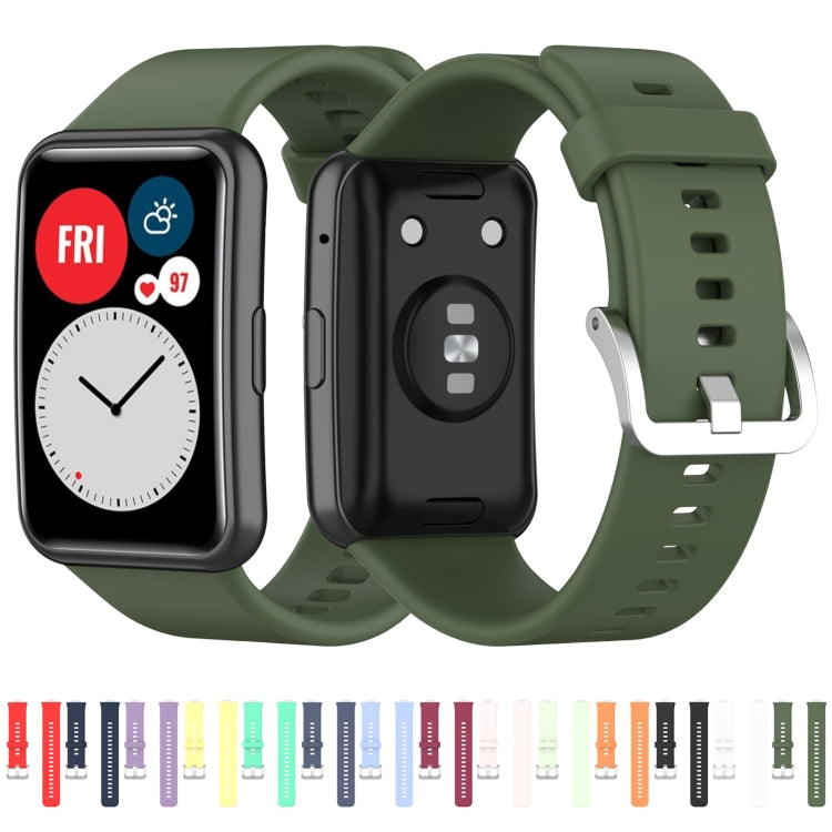For Huawei Watch Fit Silicone Replacement Wrist Strap Watchband with Stainless Steel Buckle