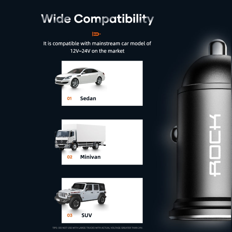Black mini dual USB car charger with metal cap, compact cylinder body