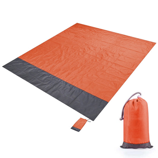 Waterproof picnic mat, orange with dark gray edge, 2.1 x 2 m, carry pouch