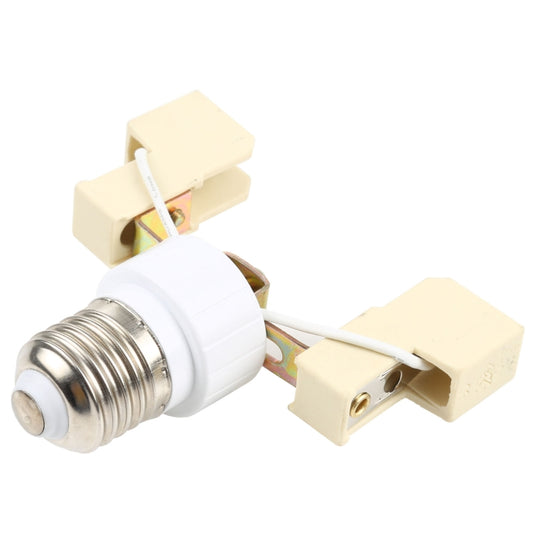E27 to R7s lamp holder adapter with screw base and two-pin socket, beige/white