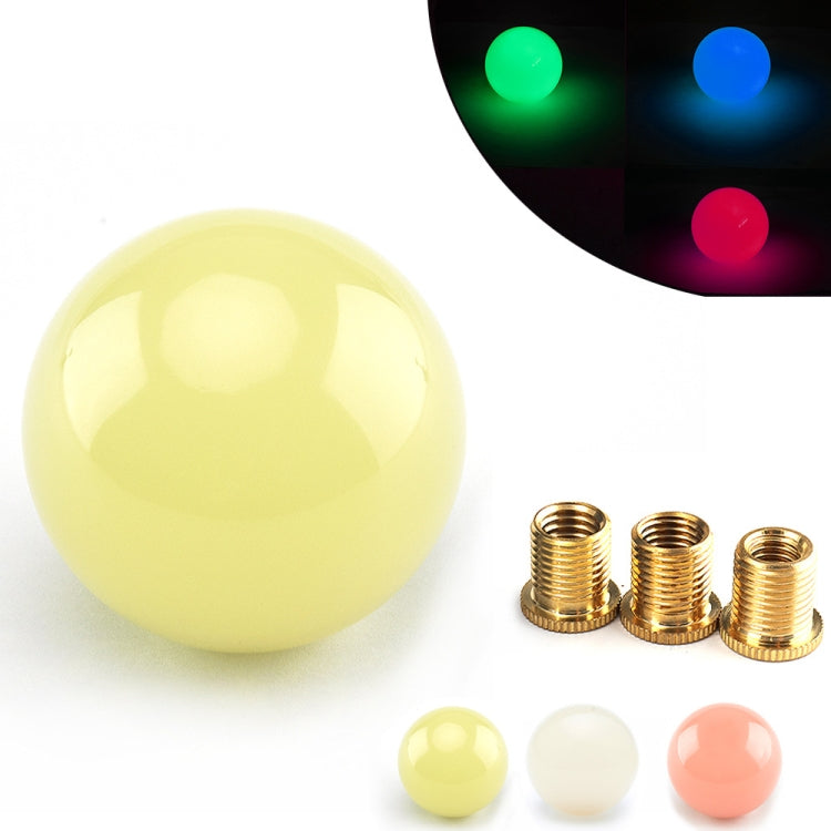 Luminous round shift knob set, yellow knob with brass adapter sleeves