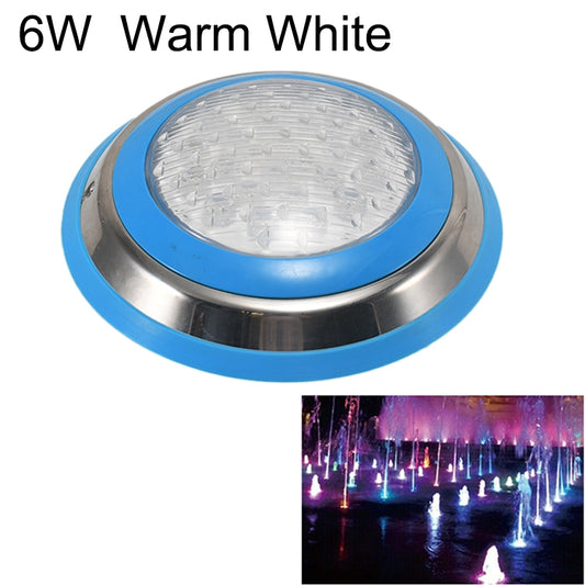 6W warm white LED stainless steel pool wall light with clear lens and blue ring