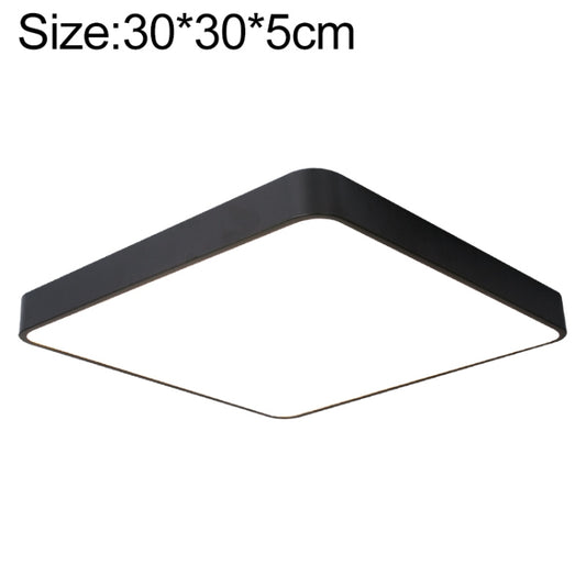 Black square LED ceiling lamp with rounded corners, 30cm size