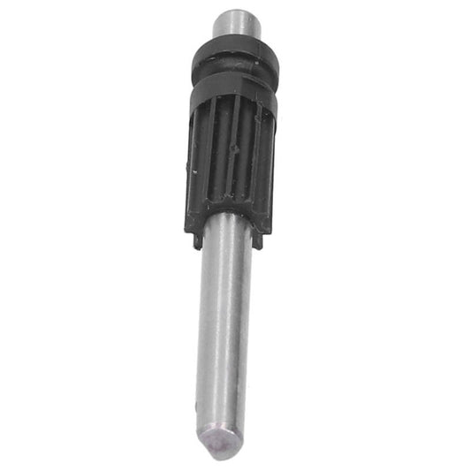 Oil pump component with black housing, metal shaft, and small threaded tip