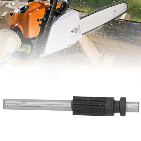 Metal oil pump shaft with black plastic gear, spare part for chainsaw