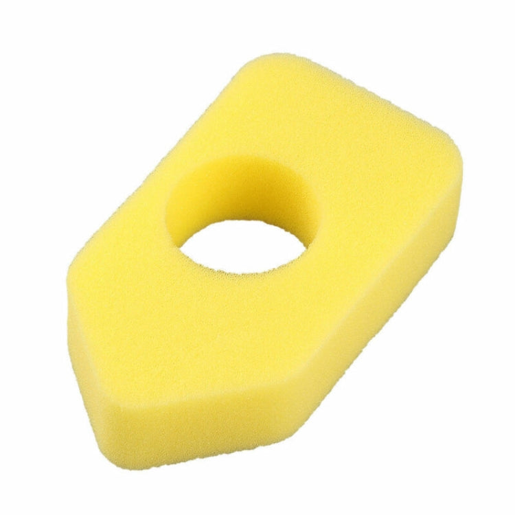 Yellow foam air filter element with rounded triangular shape and center hole