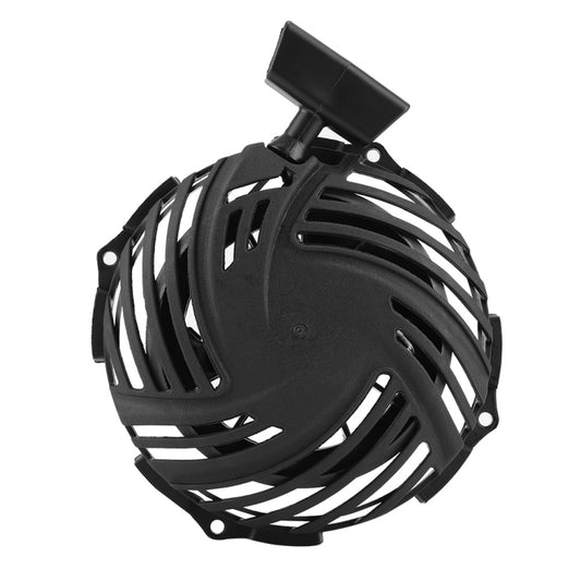 Recoil pull starter assembly, black recoil housing with mounted rope handle