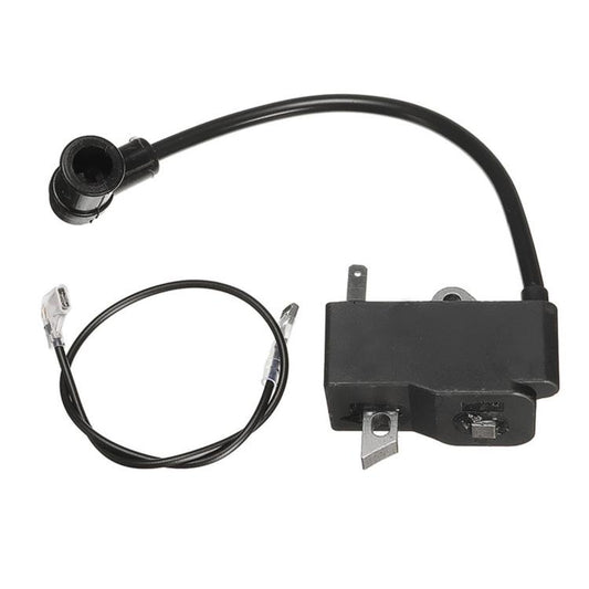 Ignition coil with black wiring harness and terminal spade connector
